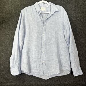 Murano Baird McNutt Mandarin Linen Button Up Long Sleeve Men Large